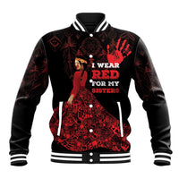MMIW Native American Red Hand Baseball Jacket I Wear Red For My Sisters