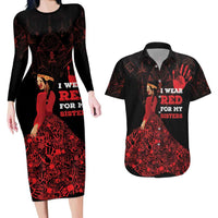 MMIW Native American Red Hand Couples Matching Long Sleeve Bodycon Dress and Hawaiian Shirt I Wear Red For My Sisters