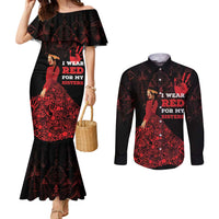 MMIW Native American Red Hand Couples Matching Mermaid Dress and Long Sleeve Button Shirt I Wear Red For My Sisters