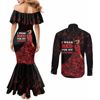 MMIW Native American Red Hand Couples Matching Mermaid Dress and Long Sleeve Button Shirt I Wear Red For My Sisters