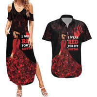 MMIW Native American Red Hand Couples Matching Summer Maxi Dress and Hawaiian Shirt I Wear Red For My Sisters