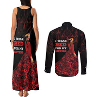 MMIW Native American Red Hand Couples Matching Tank Maxi Dress and Long Sleeve Button Shirt I Wear Red For My Sisters