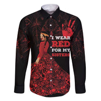 MMIW Native American Red Hand Family Matching Long Sleeve Bodycon Dress and Hawaiian Shirt I Wear Red For My Sisters