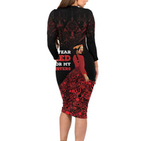 MMIW Native American Red Hand Family Matching Long Sleeve Bodycon Dress and Hawaiian Shirt I Wear Red For My Sisters