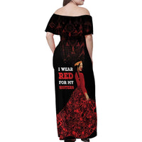 MMIW Native American Red Hand Family Matching Off Shoulder Maxi Dress and Hawaiian Shirt I Wear Red For My Sisters