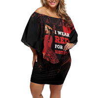 MMIW Native American Red Hand Family Matching Off Shoulder Short Dress and Hawaiian Shirt I Wear Red For My Sisters