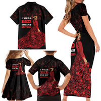 MMIW Native American Red Hand Family Matching Short Sleeve Bodycon Dress and Hawaiian Shirt I Wear Red For My Sisters