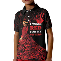MMIW Native American Red Hand Kid Polo Shirt I Wear Red For My Sisters