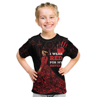 MMIW Native American Red Hand Kid T Shirt I Wear Red For My Sisters