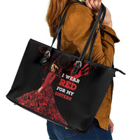 MMIW Native American Red Hand Leather Tote Bag I Wear Red For My Sisters