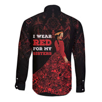 MMIW Native American Red Hand Long Sleeve Button Shirt I Wear Red For My Sisters