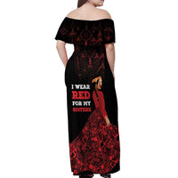 MMIW Native American Red Hand Off Shoulder Maxi Dress I Wear Red For My Sisters