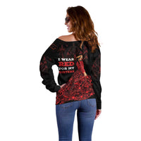 MMIW Native American Red Hand Off Shoulder Sweater I Wear Red For My Sisters