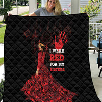 MMIW Native American Red Hand Quilt I Wear Red For My Sisters