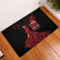 MMIW Native American Red Hand Rubber Doormat I Wear Red For My Sisters