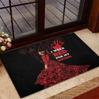 MMIW Native American Red Hand Rubber Doormat I Wear Red For My Sisters