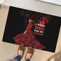 MMIW Native American Red Hand Rubber Doormat I Wear Red For My Sisters