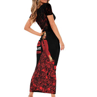 MMIW Native American Red Hand Short Sleeve Bodycon Dress I Wear Red For My Sisters
