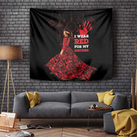 MMIW Native American Red Hand Tapestry I Wear Red For My Sisters