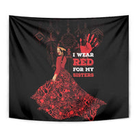 MMIW Native American Red Hand Tapestry I Wear Red For My Sisters