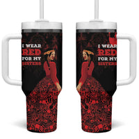 MMIW Native American Red Hand Tumbler With Handle I Wear Red For My Sisters