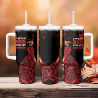 MMIW Native American Red Hand Tumbler With Handle I Wear Red For My Sisters