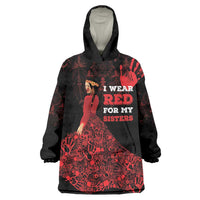 MMIW Native American Red Hand Wearable Blanket Hoodie I Wear Red For My Sisters