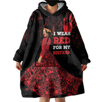 MMIW Native American Red Hand Wearable Blanket Hoodie I Wear Red For My Sisters