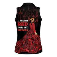 MMIW Native American Red Hand Women Sleeveless Polo Shirt I Wear Red For My Sisters