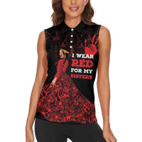 MMIW Native American Red Hand Women Sleeveless Polo Shirt I Wear Red For My Sisters
