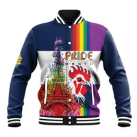 LGBTQ Pride Month Gay Baseball Jacket Eiffel Tower Paris Rainbow Flag