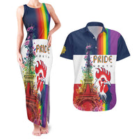 LGBTQ Pride Month Gay Couples Matching Tank Maxi Dress and Hawaiian Shirt Eiffel Tower Paris Rainbow Flag