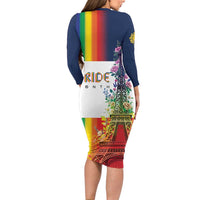 LGBTQ Pride Month Gay Family Matching Long Sleeve Bodycon Dress and Hawaiian Shirt Eiffel Tower Paris Rainbow Flag