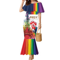 LGBTQ Pride Month Gay Family Matching Mermaid Dress and Hawaiian Shirt Eiffel Tower Paris Rainbow Flag