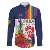 LGBTQ Pride Month Gay Family Matching Off The Shoulder Long Sleeve Dress and Hawaiian Shirt Eiffel Tower Paris Rainbow Flag