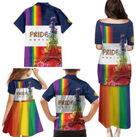 LGBTQ Pride Month Gay Family Matching Puletasi and Hawaiian Shirt Eiffel Tower Paris Rainbow Flag