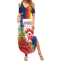 LGBTQ Pride Month Gay Family Matching Summer Maxi Dress and Hawaiian Shirt Eiffel Tower Paris Rainbow Flag