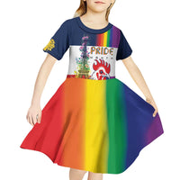 LGBTQ Pride Month Gay Kid Short Sleeve Dress Eiffel Tower Paris Rainbow Flag
