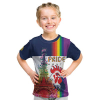 LGBTQ Pride Month Gay Kid T Shirt Eiffel Tower Paris Rainbow Flag