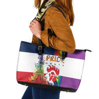 LGBTQ Pride Month Gay Leather Tote Bag Eiffel Tower Paris Rainbow Flag