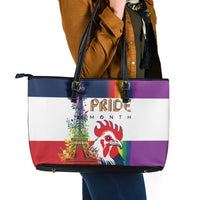 LGBTQ Pride Month Gay Leather Tote Bag Eiffel Tower Paris Rainbow Flag