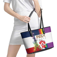 LGBTQ Pride Month Gay Leather Tote Bag Eiffel Tower Paris Rainbow Flag