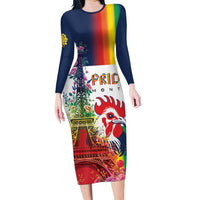 LGBTQ Pride Month Gay Long Sleeve Bodycon Dress Eiffel Tower Paris Rainbow Flag
