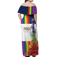 LGBTQ Pride Month Gay Off Shoulder Maxi Dress Eiffel Tower Paris Rainbow Flag