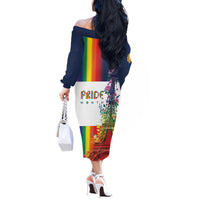 LGBTQ Pride Month Gay Off The Shoulder Long Sleeve Dress Eiffel Tower Paris Rainbow Flag
