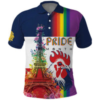 LGBTQ Pride Month Gay Polo Shirt Eiffel Tower Paris Rainbow Flag