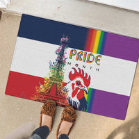 LGBTQ Pride Month Gay Rubber Doormat Eiffel Tower Paris Rainbow Flag