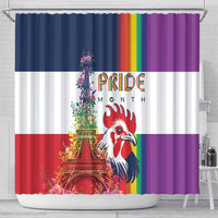 LGBTQ Pride Month Gay Shower Curtain Eiffel Tower Paris Rainbow Flag