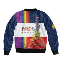 LGBTQ Pride Month Gay Sleeve Zip Bomber Jacket Eiffel Tower Paris Rainbow Flag