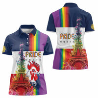LGBTQ Pride Month Gay Women Polo Shirt Eiffel Tower Paris Rainbow Flag